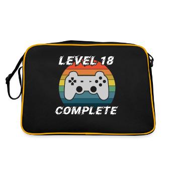 18. Geburtstag - Level 18 Complete - Retro Tasche - Schwarz/Gold - Hinten