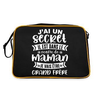 Ich werde ein großer Bruder sein, ein Geschenk, das der nächste große Bruder ist. - Retro Tasche - Schwarz/Gold - Hinten