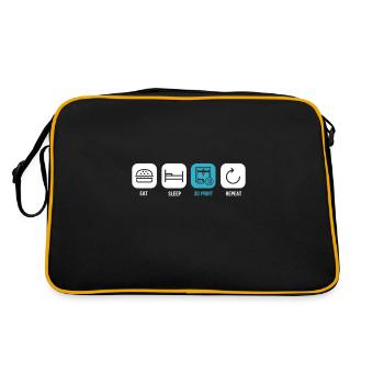 Eat Sleep 3D Print Repeat Printing Gift Printer - Retro Bag - black/gold - Back
