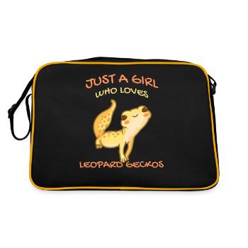 One Girl, The Leopard Gecko Gekko Lizard - Retro Bag - black/gold - Back