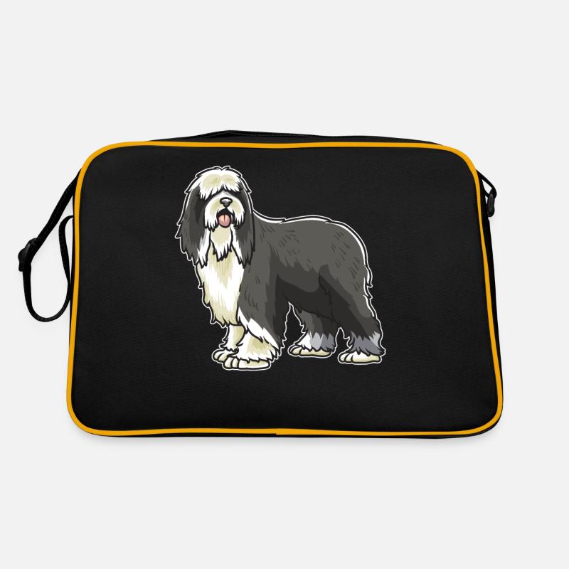 Bearded Collie Dog Gift - Retro Bag - black/gold