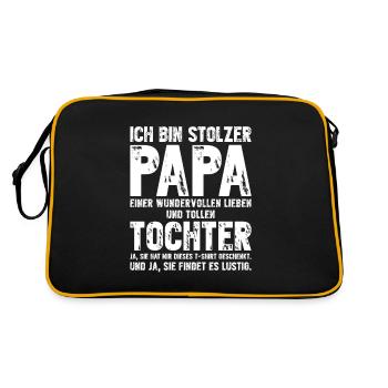 Ich bin stolzer PAPA einer wundervollen TOCHTER - Retro Tasche - Schwarz/Gold - Hinten