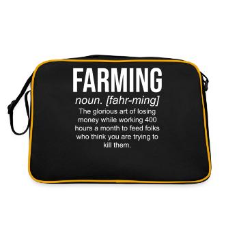 Landwirt Bäuerin - Retro Tasche - Schwarz/Gold - Hinten
