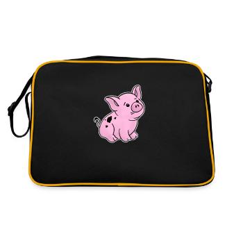 Nettes Ferkel handgezeichnet mit Schmutz auf der - Retro Tasche - Schwarz/Gold - Hinten