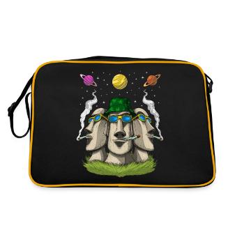 Hippie Osterinsel Statuen - Retro Tasche - Schwarz/Gold - Hinten