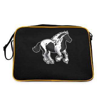 Irish Cob Pferd Geschenkidee - Retro Tasche - Schwarz/Gold - Hinten