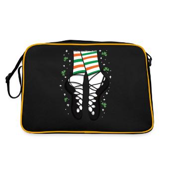 Cartoon Ghillies Irish Dance Gift - Retro Tasche - Schwarz/Gold - Hinten