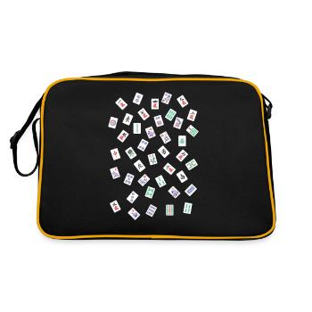 Scattered mahjong tiles - mahjong gift - Retro Bag - black/gold - Back