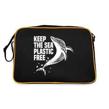 the sea plastic free Umweltschutz Nachhaltigkeit - Retro Tasche - Schwarz/Gold - Hinten
