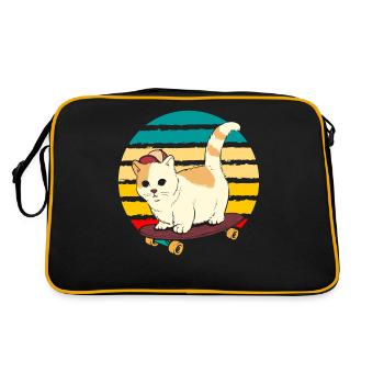 Cute Skateboard Cat Vintage Skating Kitty - Retro Bag - black/gold - Back