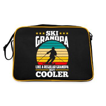 Vintage Ski Opa Cooler Skifahrer Großvater - Retro Tasche - Schwarz/Gold - Hinten