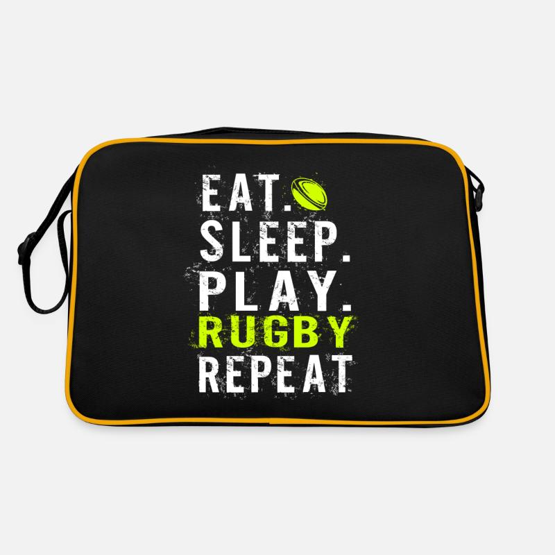Eat sleep Rugby - Retro Tasche - Schwarz/Gold