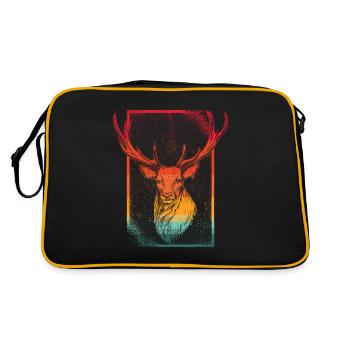 Hirschgeweih Hirschkopf Hirsch Wild - Retro Tasche - Schwarz/Gold - Hinten