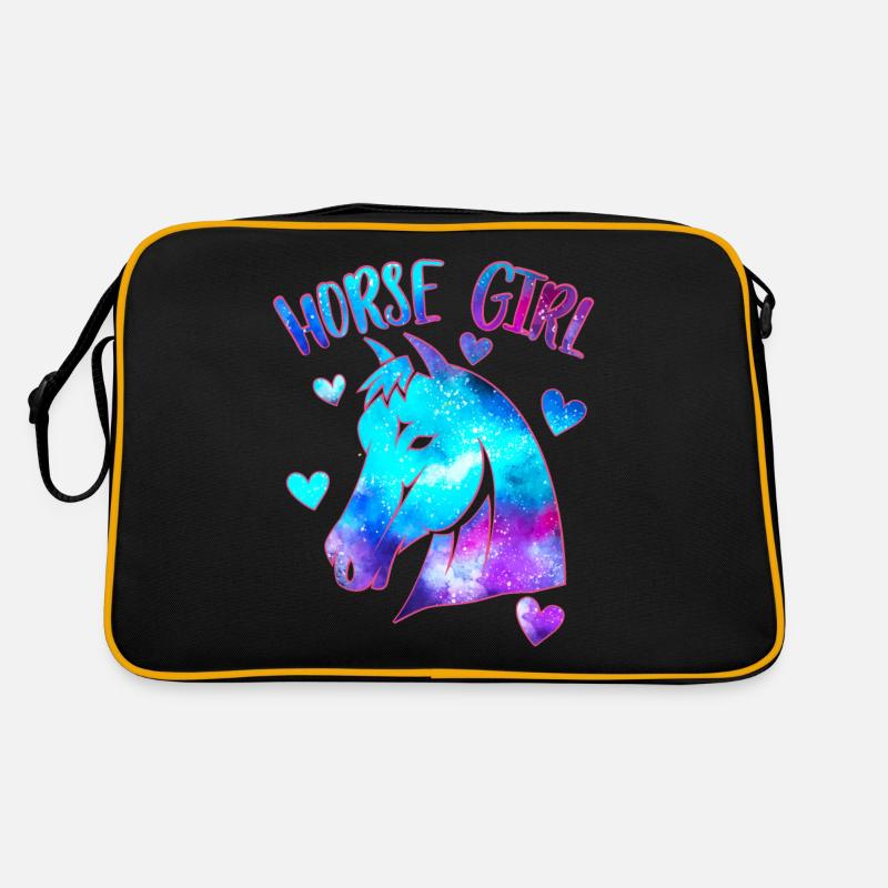 Pferd Mädchen Retro Tasche