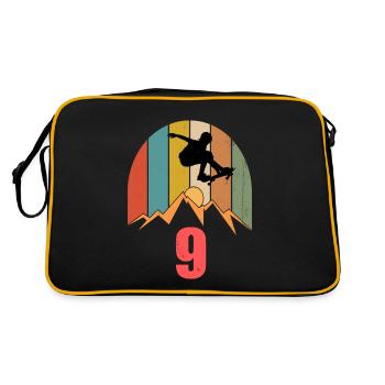9th Birthday Skateboard Boy Longboarder - Retro Bag - black/gold - Back