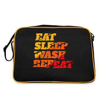 eat sleep wash repeat auto detailer detailing - Retro Tasche - Schwarz/Gold - Hinten