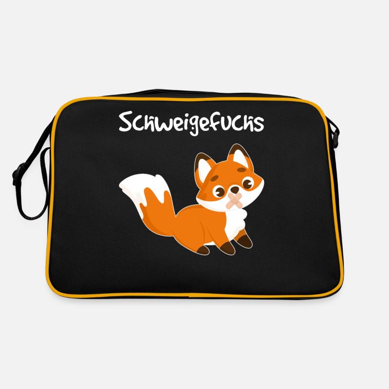 Schweigefuchs Grundschule Schüler Design Geschenk - Retro Tasche - Schwarz/Gold