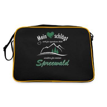 Spreewald Brandenburg Wald Wandern Geschenkidee - Retro Tasche - Schwarz/Gold - Hinten