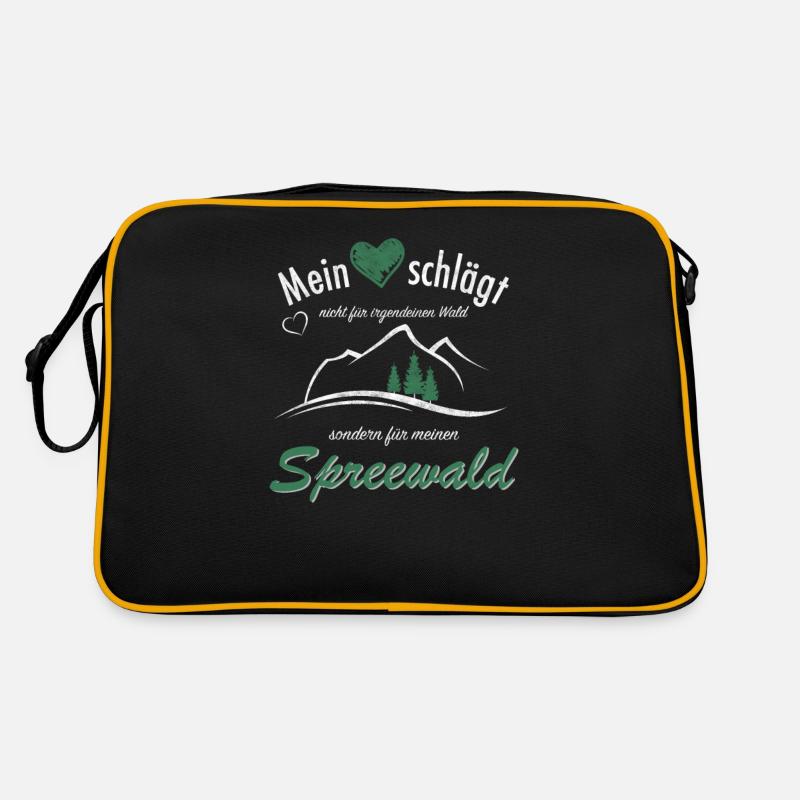 Spreewald Brandenburg Wald Wandern Geschenkidee - Retro Tasche - Schwarz/Gold