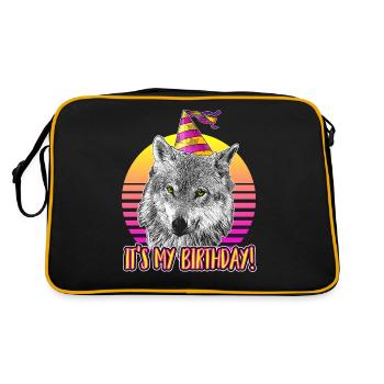 Wolf Birthday Theme - It's my birthday! - Retro Bag - black/gold - Back