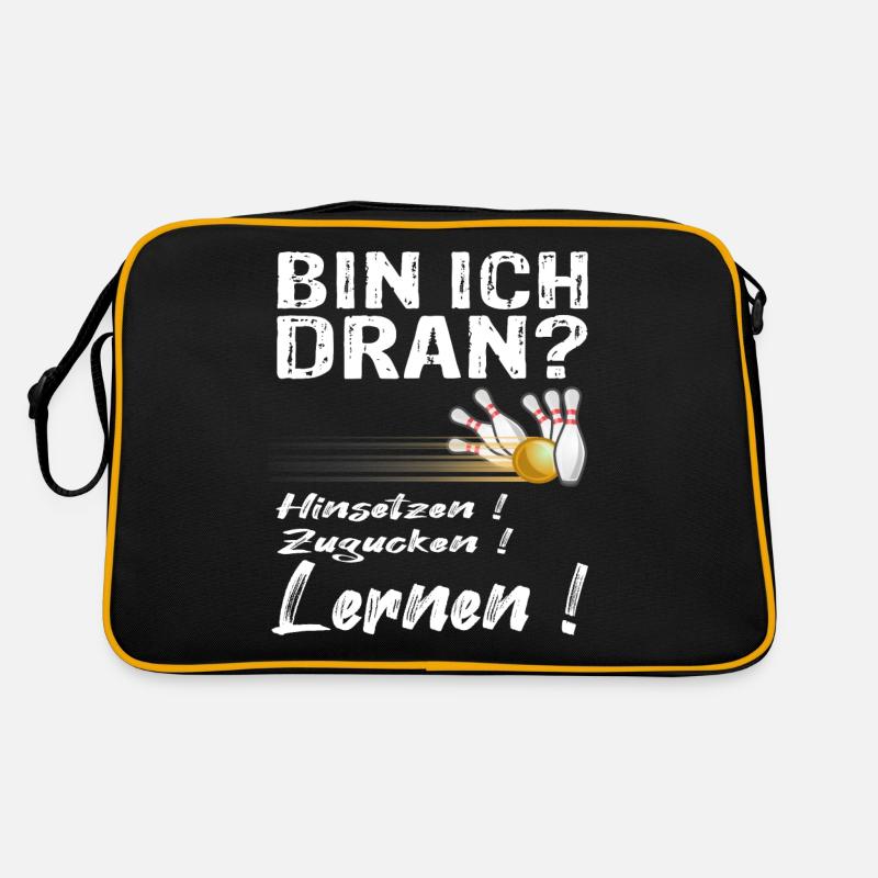 Kegeln Kegler Bowling Bowlingbahn Geschenk Retro Tasche