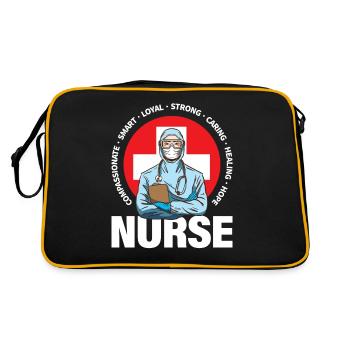 Krankenschwester Krankenhaus Pflegerin Geschenk - Retro Tasche - Schwarz/Gold - Hinten