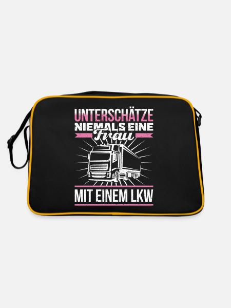 Never underestimate a woman being stalked in a truck - Retro Bag - black/gold - Back