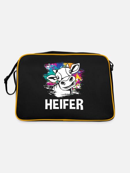 Kühe - Retro Tasche - Schwarz/Gold - Hinten