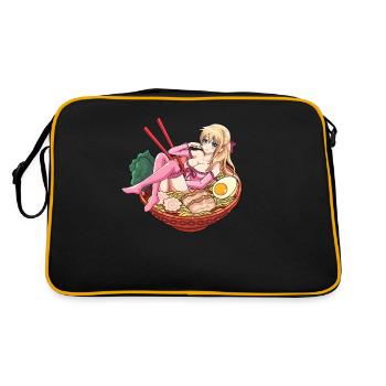 Ramen Anime Girl Sexy Soupe de nouilles Otaku Weeb - Sac Retro - noir/or - Dos