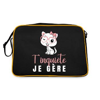 T'inquiète Je Gère Chat Humour Kawaii Cadeau Femme - Retro Tasche - Schwarz/Gold - Hinten