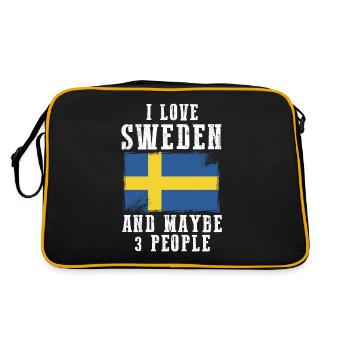 Schweden Flagge Schweden Geschenk - Retro Tasche - Schwarz/Gold - Hinten
