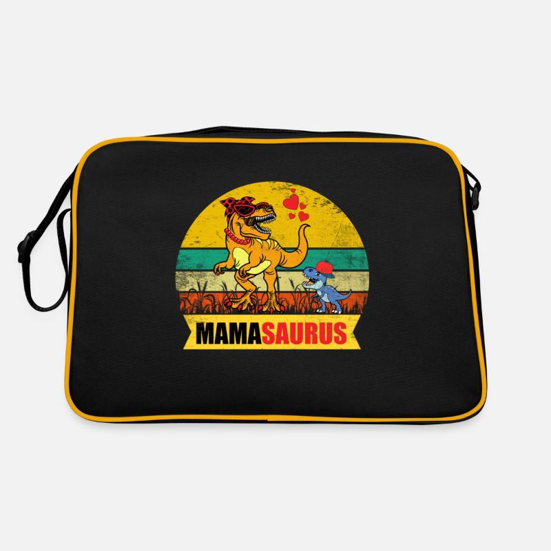 Mamasaurus T rex Dinosaurier Saurier Mama - Retro Tasche - Schwarz/Gold