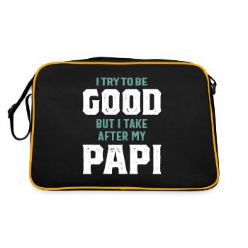 Aber ich nehme nach meinem Papi | Vater - Retro Tasche - Schwarz/Gold - Hinten