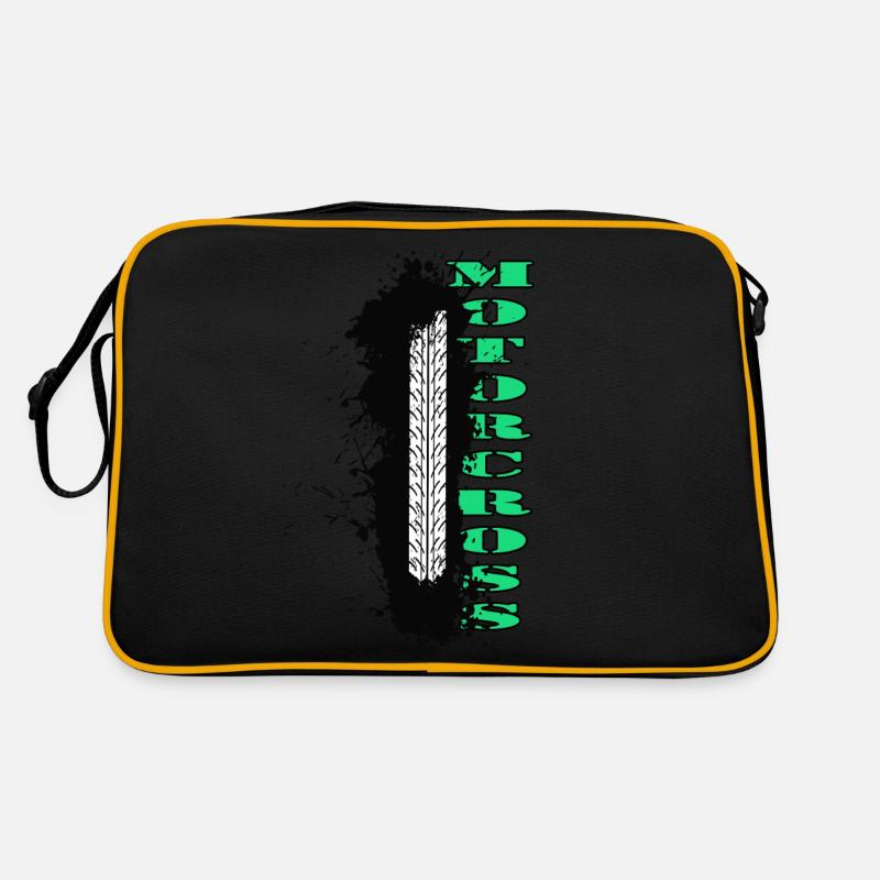 motorcross bremspur burnout motorradfahrer enduro - Retro Tasche - Schwarz/Gold