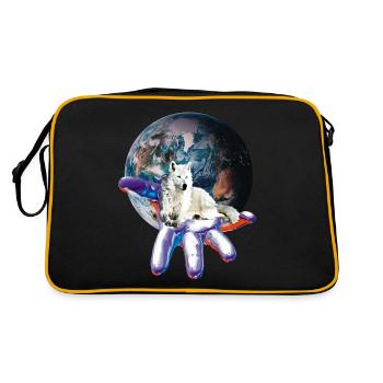 Wolf - Retro Tasche - Schwarz/Gold - Hinten