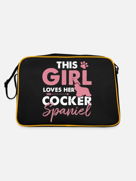 Cocker Spaniel - Retro Tasche - Schwarz/Gold - Hinten