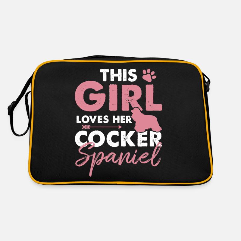 Cocker Spaniel - Sac Retro - noir/or