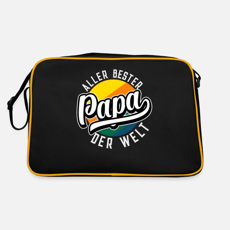 Vatertag bester Papi Papa Vater der Welt - Retro Tasche - Schwarz/Gold