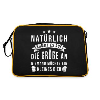 Bier lustiger Spruch - Retro Tasche - Schwarz/Gold - Hinten