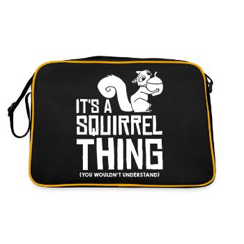 Squirrel Funny Squirrel Grey Squirrel - Retro Bag - black/gold - Back