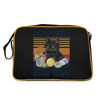 I Knit I Don't Choke People Save A Life Send Yarn - Retro Bag - black/gold - Back