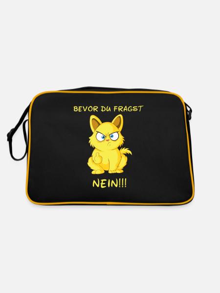 Katze Mann Cat Mädchen Kitty Lustig Bengal Mama - Retro Tasche - Schwarz/Gold - Hinten