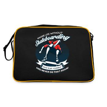 Skateboarder Skaten Skateboard - Retro Tasche - Schwarz/Gold - Hinten