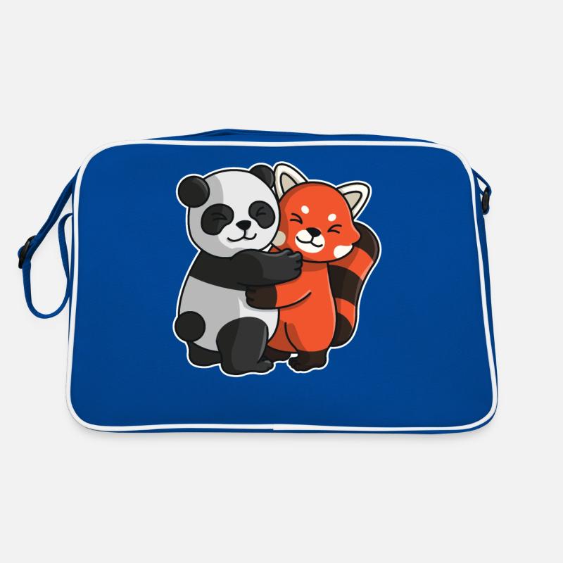 red Panda and Panda bear cute Hug Cuddle Animals Retro Bag
