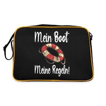 Mein Boot meine Regeln! - Retro Tasche - Schwarz/Gold - Hinten