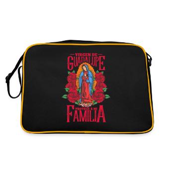 Mary of Guadalupe and text in Spanish: Proteje a - Retro Bag - black/gold - Back