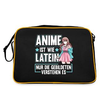 Anime ist wie Latein Otaku Manga - Retro Tasche - Schwarz/Gold - Hinten