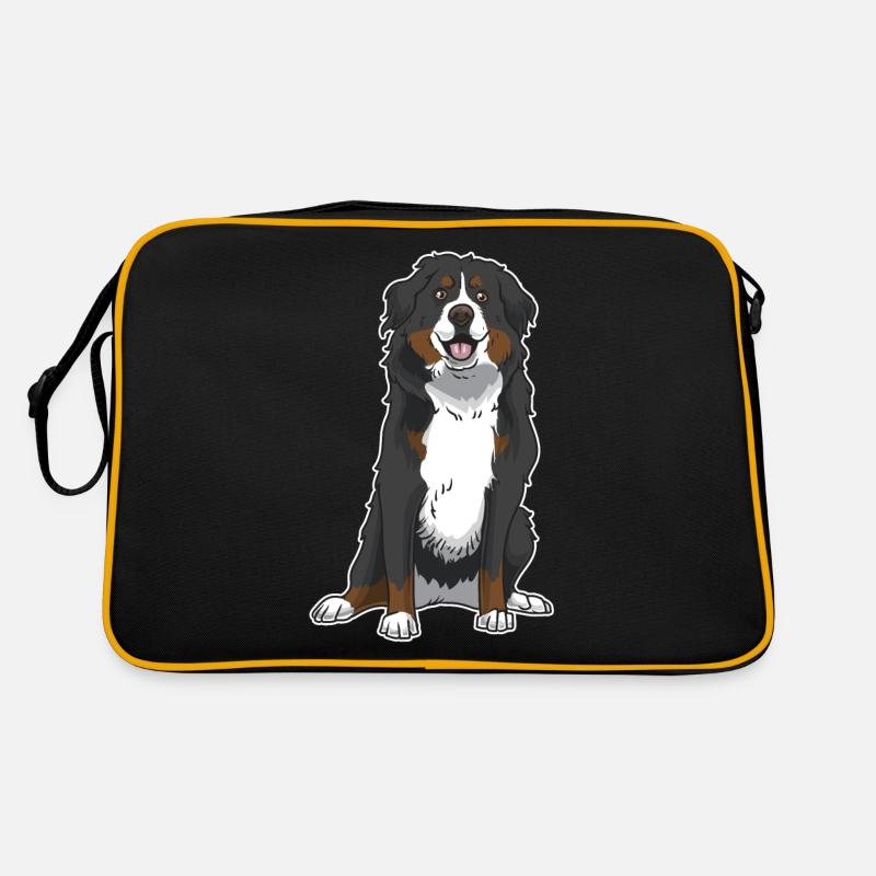 Berner Sennenhund Geschenk - Retro Tasche - Schwarz/Gold
