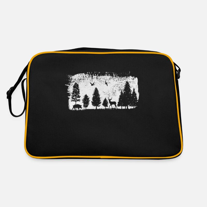 Wald Tiere Design - Retro Tasche - Schwarz/Gold