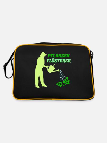 Pflanzenflüsterer Gartenarbeit Hobbygärtner Garten - Retro Tasche - Schwarz/Gold - Hinten